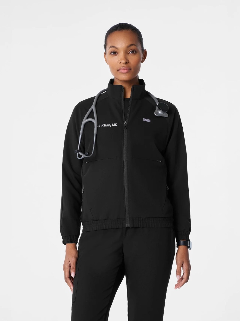 Figs Women's Black Sydney scrub Jacket XS